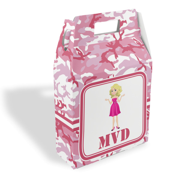 Custom Pink Camo Gable Favor Box (Personalized)