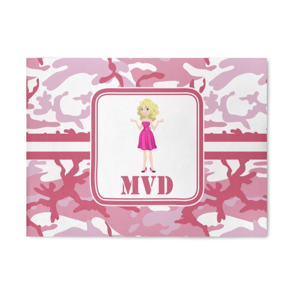 Custom Pink Camo 5' x 7' Patio Rug (Personalized)