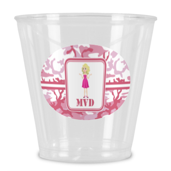 Custom Pink Camo Plastic Shot Glass (Personalized)