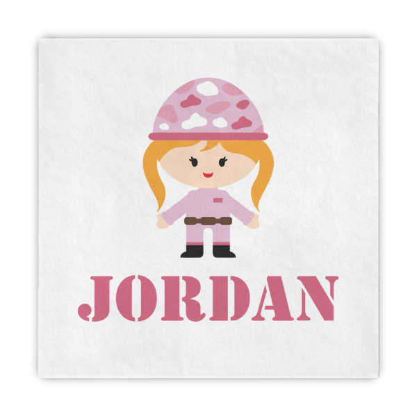 Custom Pink Camo Decorative Paper Napkins (Personalized)