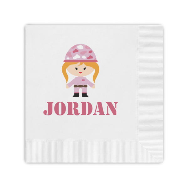 Custom Pink Camo Coined Cocktail Napkins (Personalized)