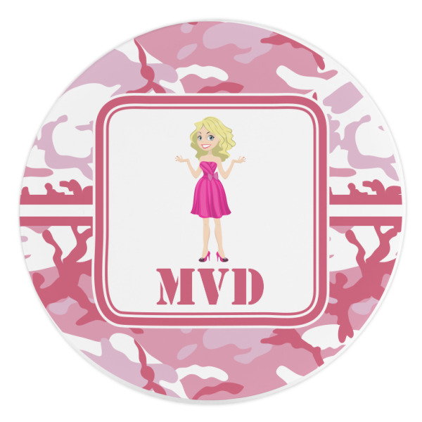Custom Pink Camo Round Stone Trivet (Personalized)