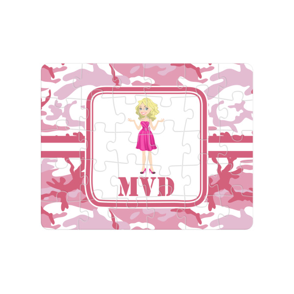 Custom Pink Camo Jigsaw Puzzles (Personalized)
