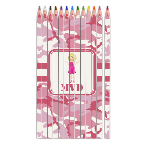 Custom Pink Camo Colored Pencils (Personalized)