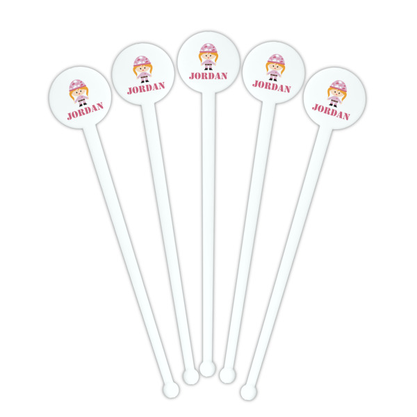 Custom Design - White Plastic 7" Stir Stick - Round - Fan View