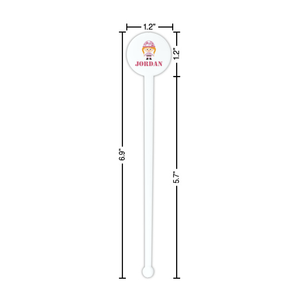 Custom Design - White Plastic 7" Stir Stick - Round - Dimensions
