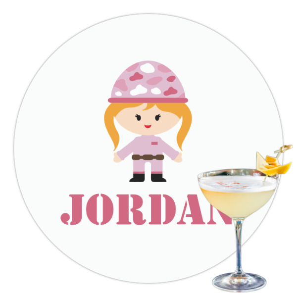 Custom Pink Camo Printed Drink Topper - 3.5" (Personalized)