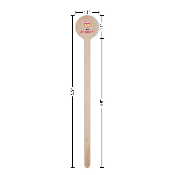 Custom Design - Wooden 6" Stir Stick - Round - Dimensions