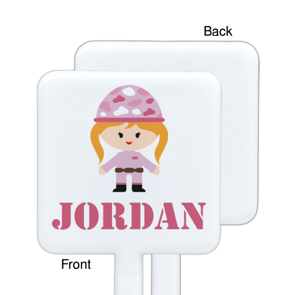 Custom Design - White Plastic Stir Stick - Single Sided - Square - Front & Back