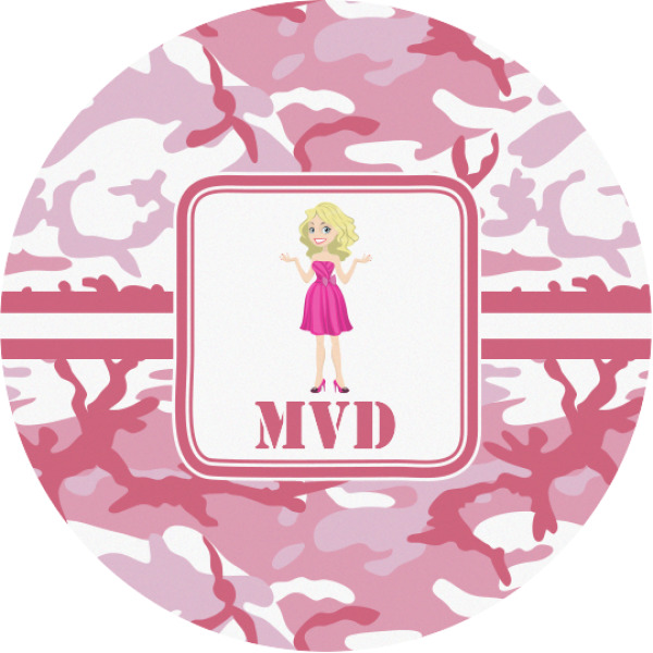 Custom Pink Camo Multipurpose Round Labels - Custom Sized (Personalized)