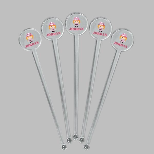 Custom Design - Clear Plastic 7" Stir Stick - Round - Fan View
