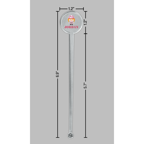 Custom Design - Clear Plastic 7" Stir Stick - Round - Dimensions