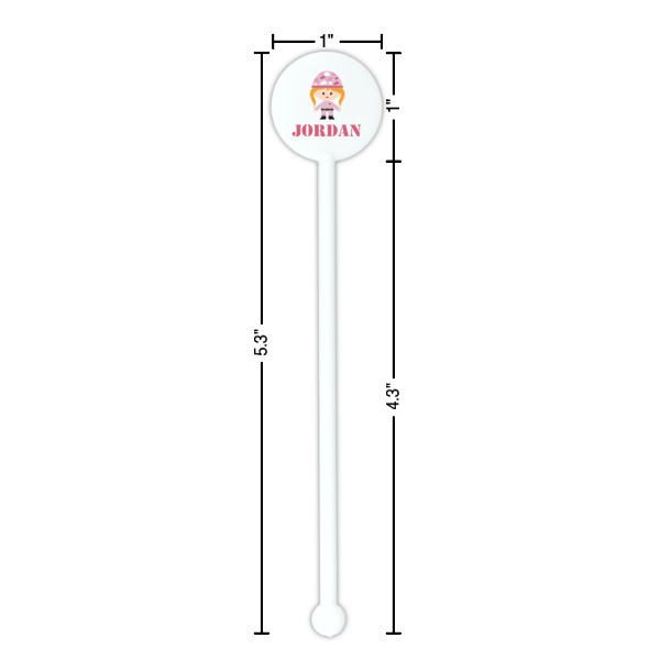 Custom Design - White Plastic 5.5" Stir Stick - Round - Dimensions