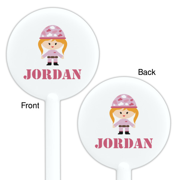 Custom Design - White Plastic 5.5" Stir Stick - Double Sided - Round - Front & Back