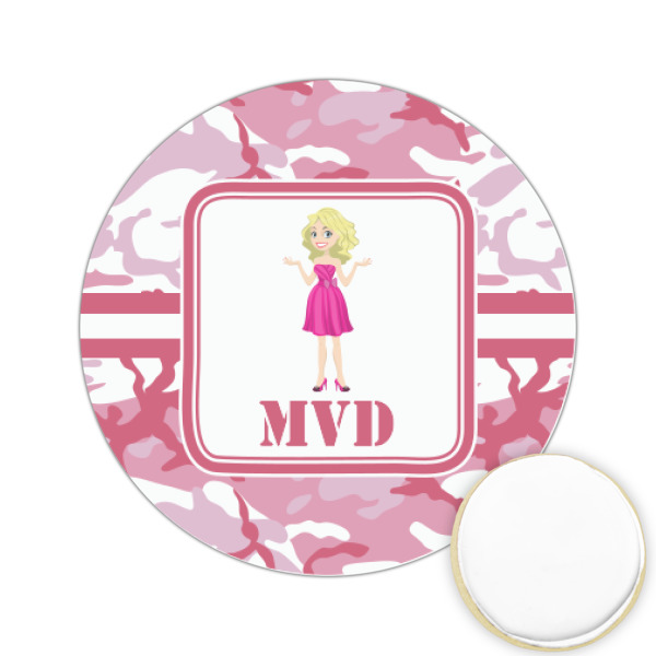 Custom Pink Camo Printed Cookie Topper - 2.15" (Personalized)