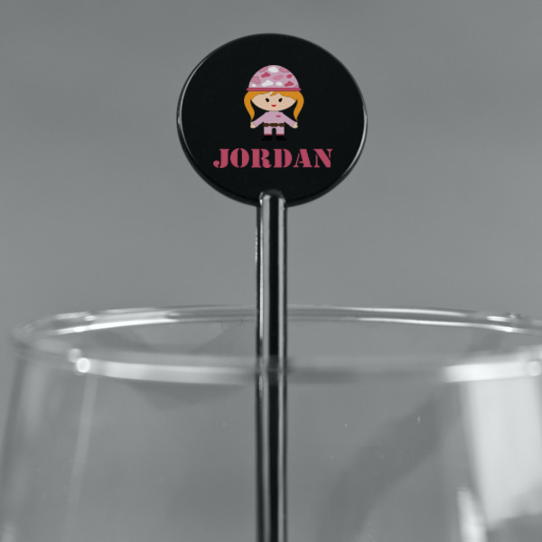 Custom Design - Black Plastic 5.5" Stir Stick - Round - Main