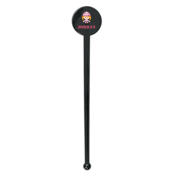 Custom Design - Black Plastic 7" Stir Stick - Round - Single Stick