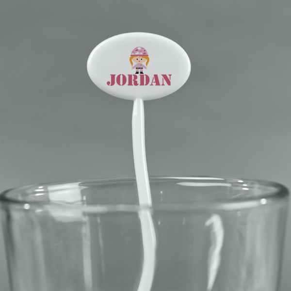 Custom Design - White Plastic 7" Stir Stick - Oval - Main