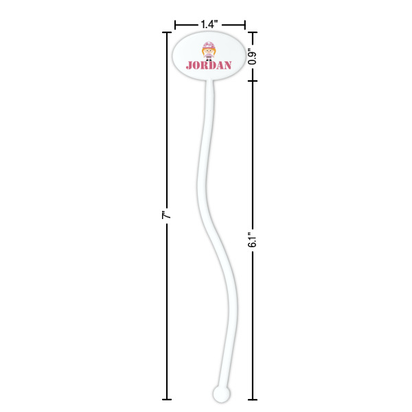 Custom Design - White Plastic 7" Stir Stick - Oval - Dimensions