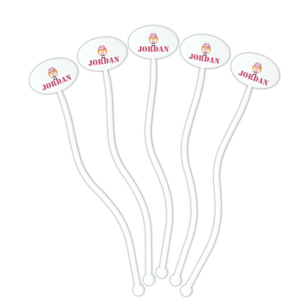 Custom Design - White Plastic 7" Stir Stick - Oval - Fan