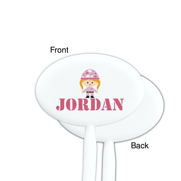 Custom Design - White Plastic 7" Stir Stick - Single Sided - Oval - Front & Back