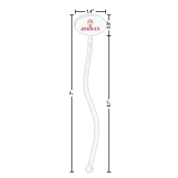 Custom Design - Clear Plastic 7" Stir Stick - Oval - Dimensions