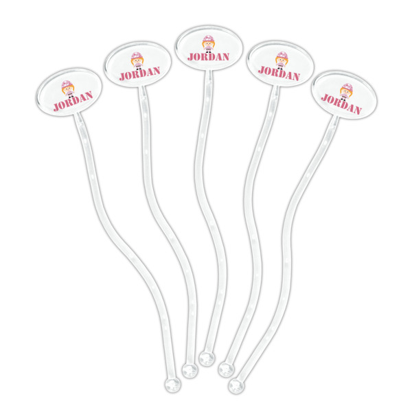 Custom Design - Clear Plastic 7" Stir Stick - Oval - Fan