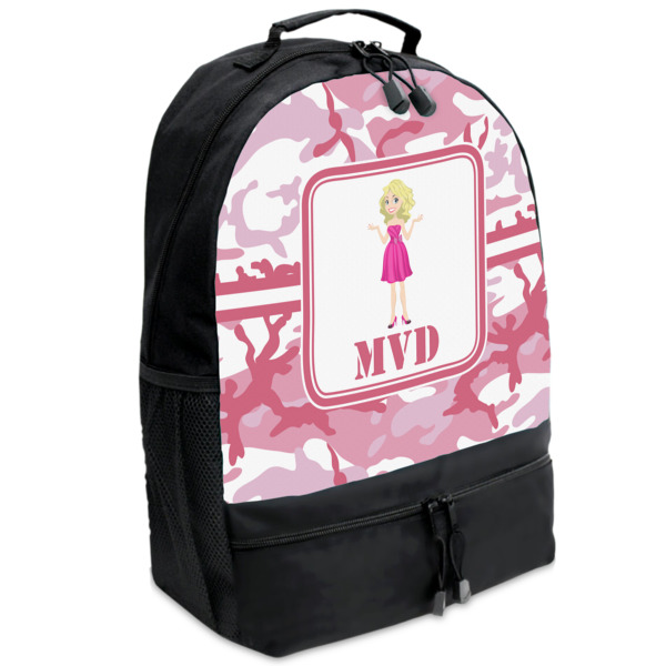 Custom Pink Camo Backpacks - Black (Personalized)