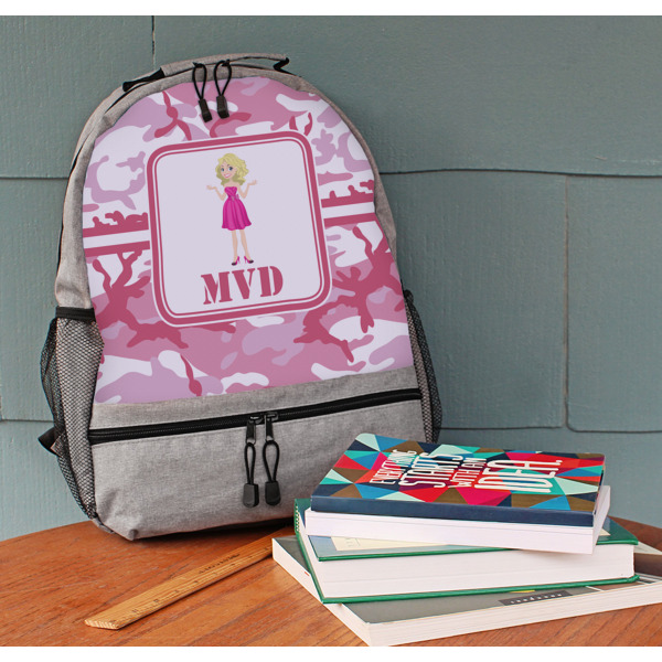 Custom Design - Large Backpack - Gray - On Desk