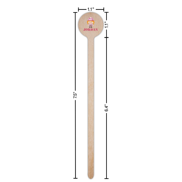 Custom Design - Wooden 7.5" Stir Stick - Round - Dimensions