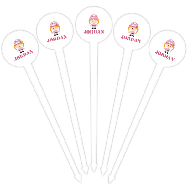 Custom Design - White Plastic 4" Food Pick - Round - Fan View