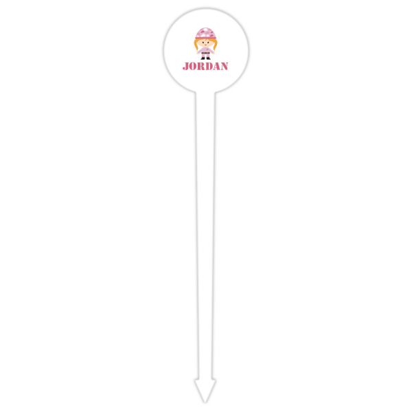 Custom Design - White Plastic 6" Food Pick - Round - Single Pick