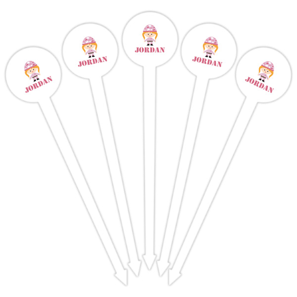 Custom Design - White Plastic 6" Food Pick - Round - Fan View