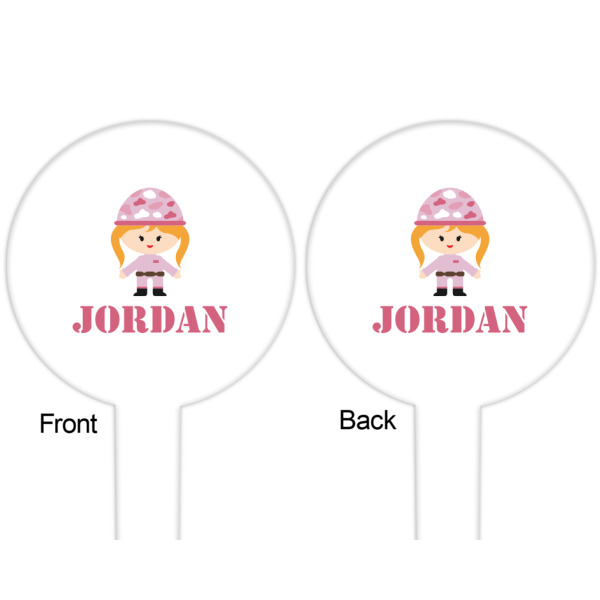 Custom Design - White Plastic 6" Food Pick - Round - Double Sided - Front & Back