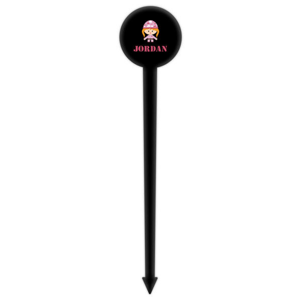 Custom Design - Black Plastic 6" Food Pick - Round - Single Pick