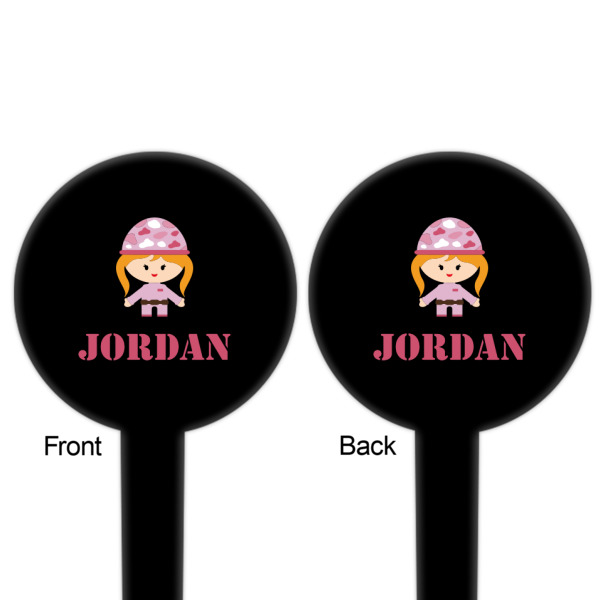 Custom Design - Black Plastic 6" Food Pick - Round - Double Sided - Front & Back