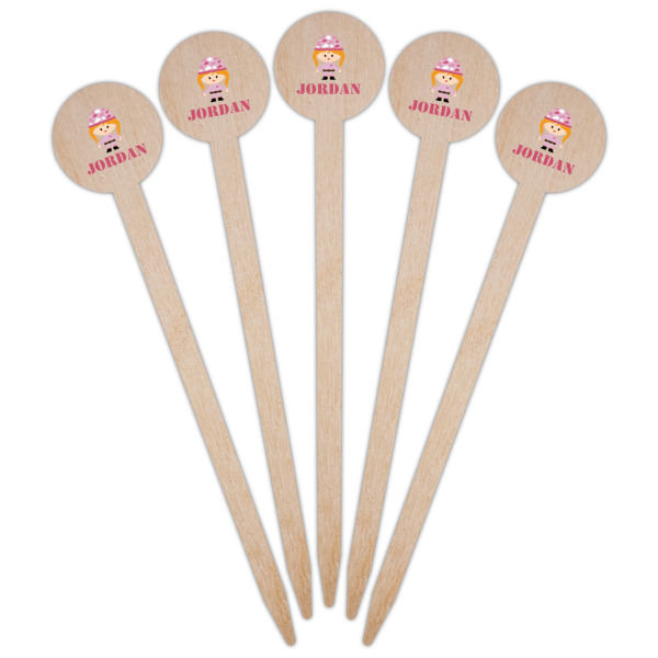 Custom Design - Wooden 6" Food Pick - Round - Fan View