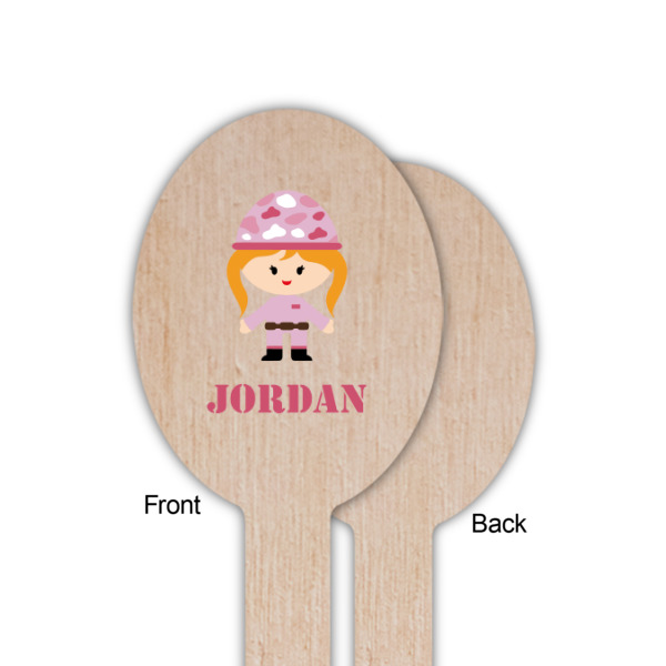 Custom Design - Wooden Food Pick - Oval - Single Sided - Front & Back