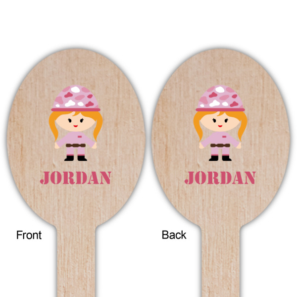 Custom Design - Wooden Food Pick - Oval - Double Sided - Front & Back
