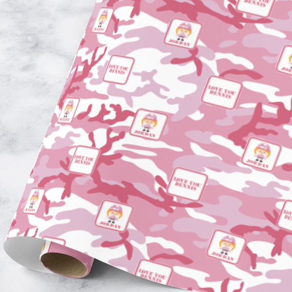 Custom Pink Camo Wrapping Paper Roll - Large (Personalized)