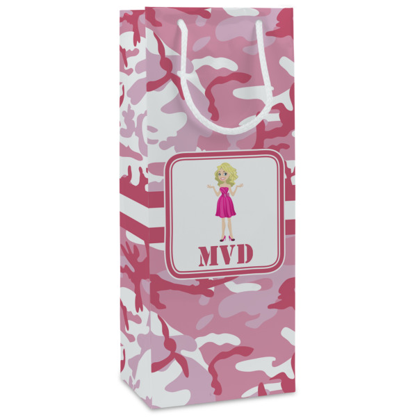Custom Pink Camo Wine Gift Bags (Personalized)