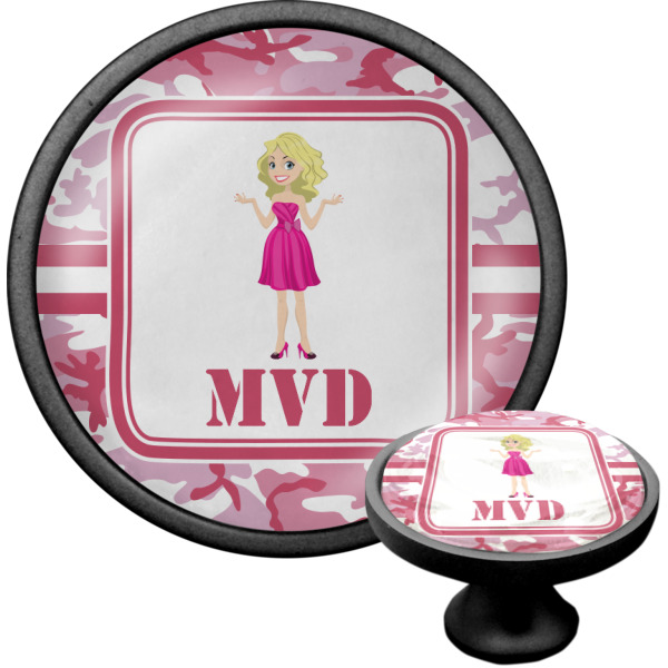 Custom Design - Black Custom Cabinet Knob (Front and Side)