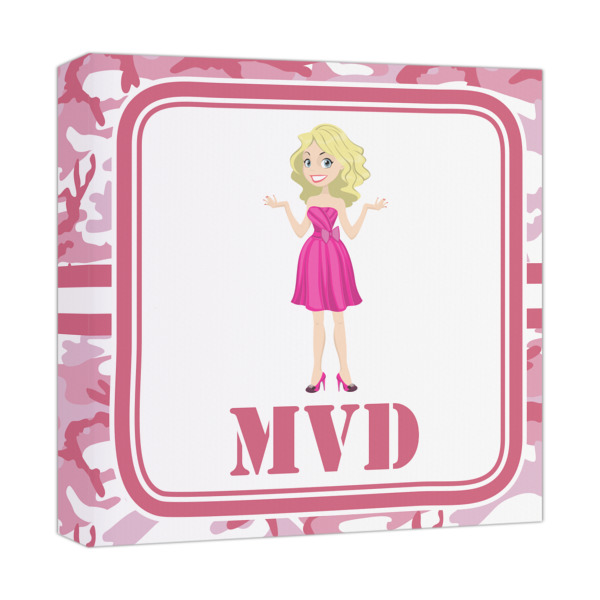 Custom Pink Camo Canvas Print - 12x12 (Personalized)