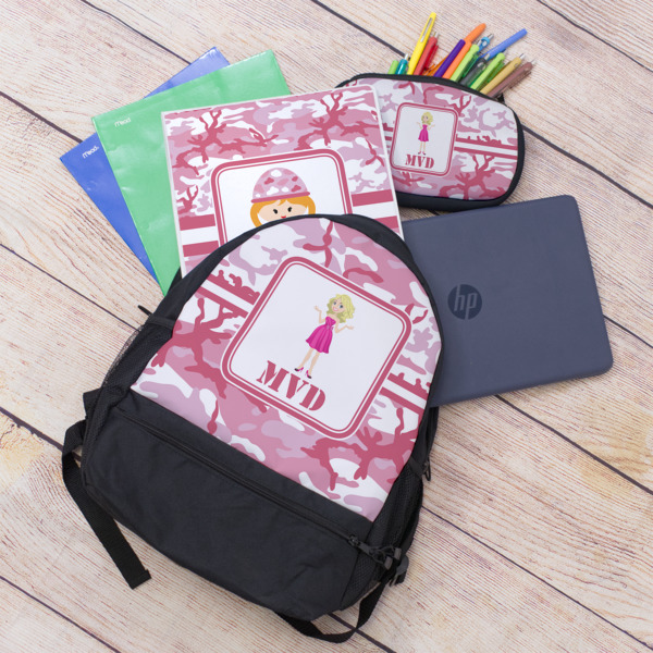 Custom Design - Large Backpack - Black - With Stuff