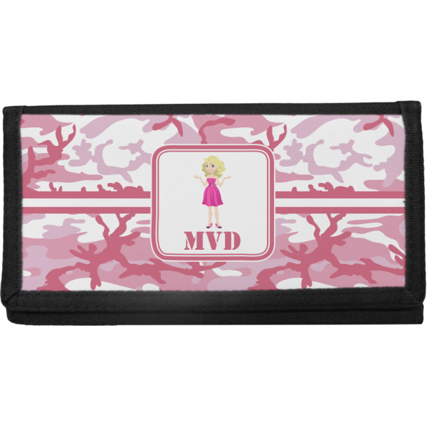 Custom Pink Camo Canvas Checkbook Cover (Personalized)