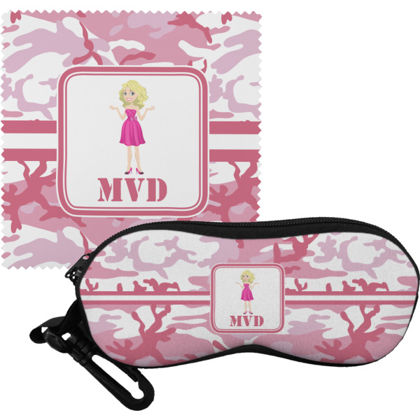 Custom Pink Camo Eyeglass Case & Cloth (Personalized)