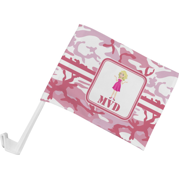 Custom Pink Camo Car Flag - Small w/ Name or Text