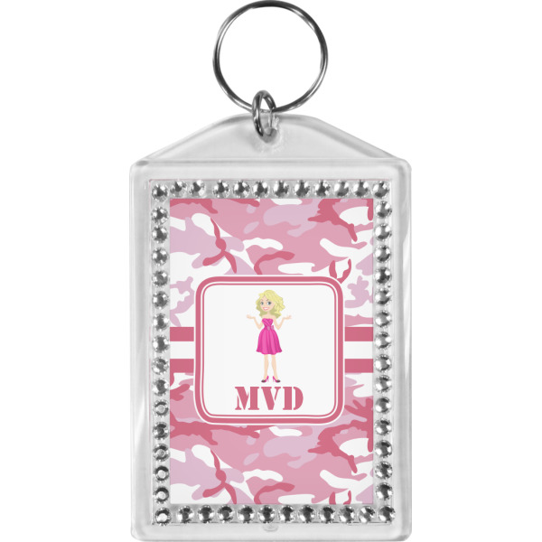 Custom Pink Camo Bling Keychain (Personalized)