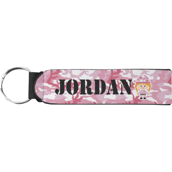 Custom Pink Camo Neoprene Keychain Fob (Personalized)