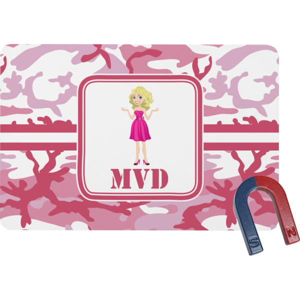 Custom Pink Camo Rectangular Fridge Magnet (Personalized)